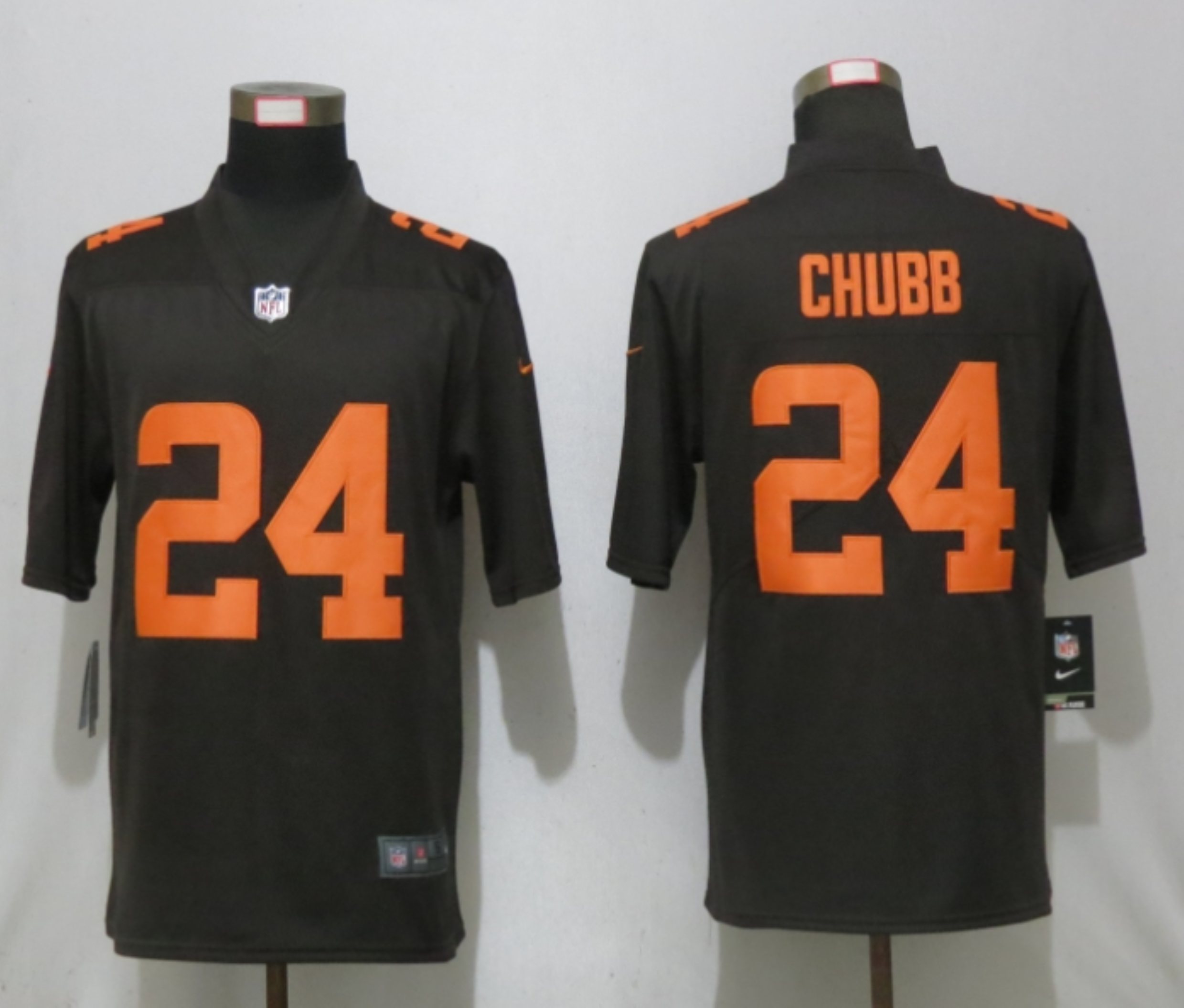 Men New Nike Cleveland Browns #24 Chubb Brown lternate Vapor Limited Jersey
